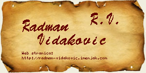 Radman Vidaković vizit kartica